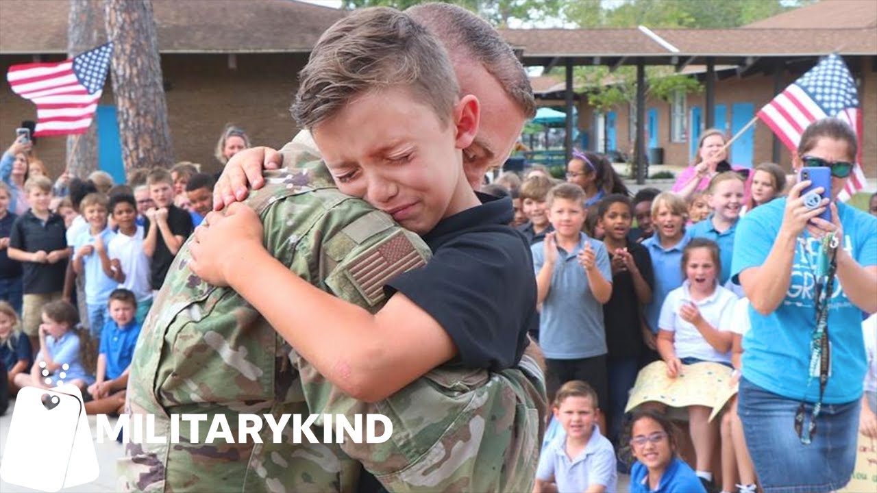 Airman hides in broom closet before school surprise | Militarykind