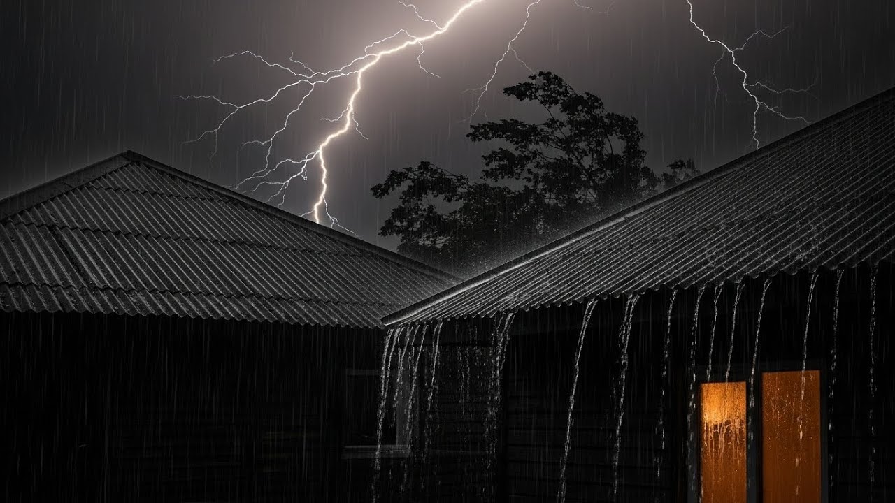 Stormy Rain on Metal Roof 🌧️ Sleep Instantly with Deep Thunder Ambience #7