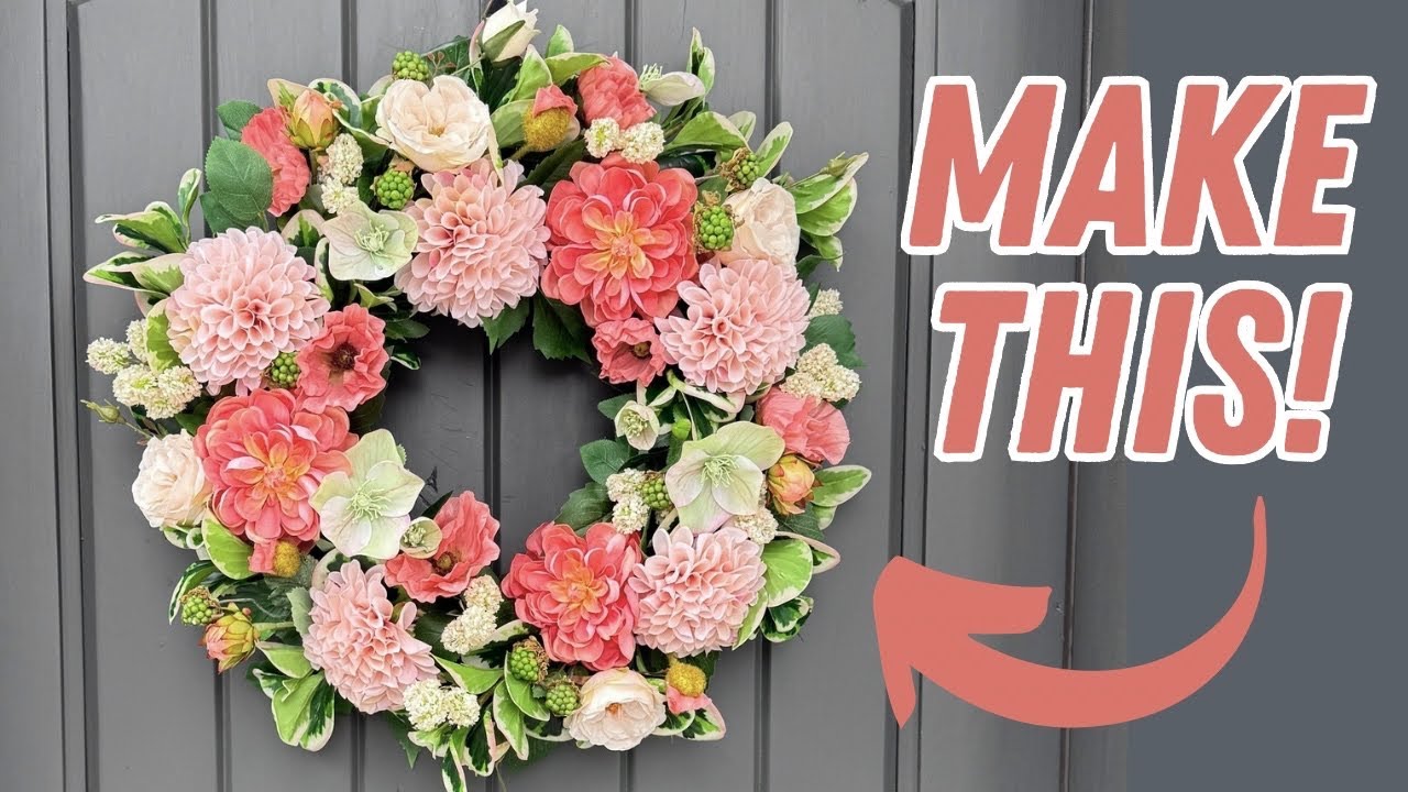 DIY bright coral and pink summer flower wreath/ HIGH END wreath tutorial