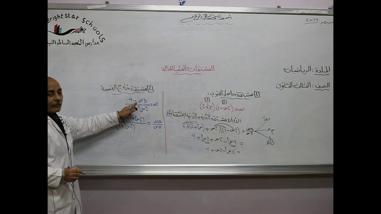 مادة الرياضيات للصف الثالث الثانوي العلمي /   درس المشتقات العليا للدال
