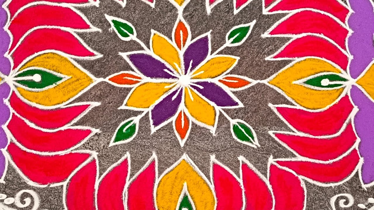 Beautiful flowers rangoli🌹21 to 1 dots 🌸శివరాత్రి ముగ్గులు #design #easy rangoli 