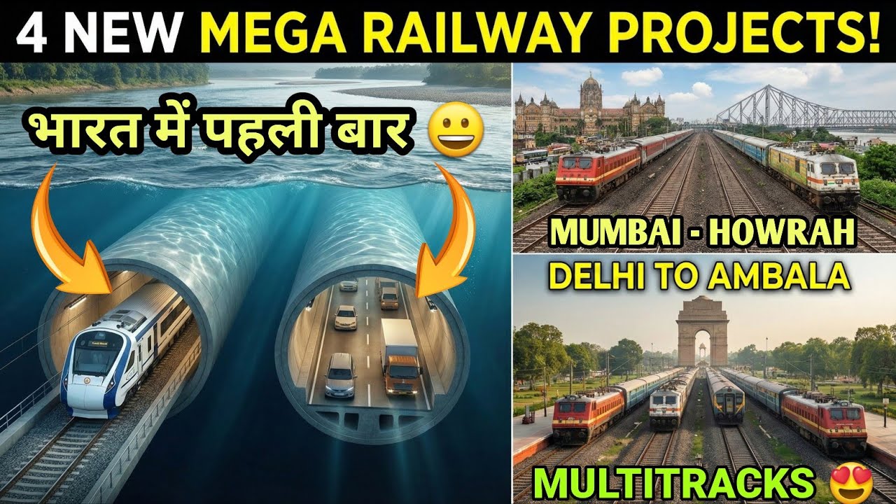 Mumbai-Howrah & Delhi-Ambala 3rd 4th Railway Line Projects ✅ India's 1st Twin Tube Rail Road Tunnel 