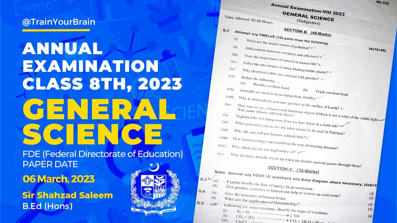 General Science Class 8 Annual Examination 2023 Solved Paper  || FDE Annual Examination Solved Paper