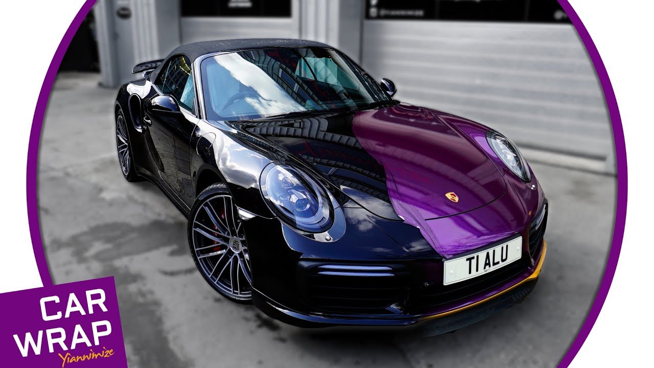 Porsche 911 Turbo Cab wrapped Gloss Purple with Gloss Gold