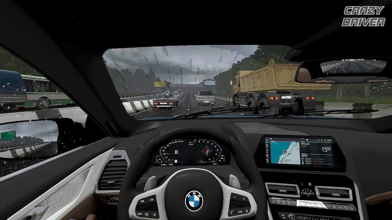 BMW M8 Competition Cabrio F91 2020 | DRIVING in the RAIN | City Car Driving