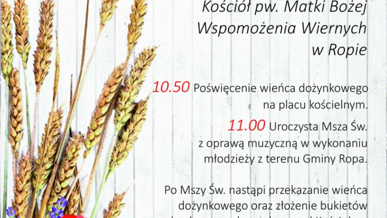 Mszy św.  Dożynkowa Gminy Ropa 2020