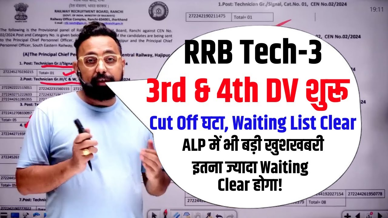 RRB Technician - 3 2024 | Big good news | 3rd & 4th DV started | Cutoff reduced | Opportunity in ...