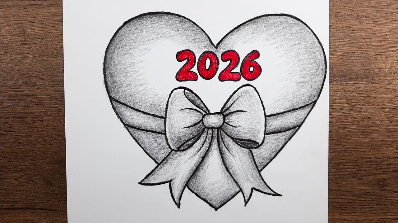 Kolay mutlu yıllar hediye resmi çizimi 2026 yeni yıl resmi adım adım nasıl çizilir
