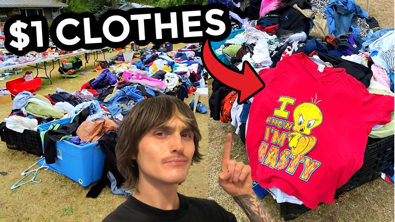 THIS YARD SALE HAD PILES OF CLOTHES