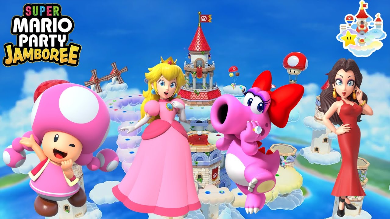 Super Mario Party Jamboree - Toadette vs Peach vs Birdo vs Pauline - Mario's Rainbow Castle
