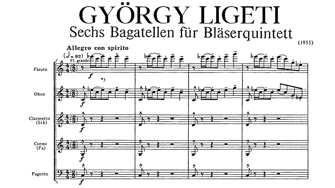 György Ligeti - 6 Bagatelles for Wind Quintet (1953) Score