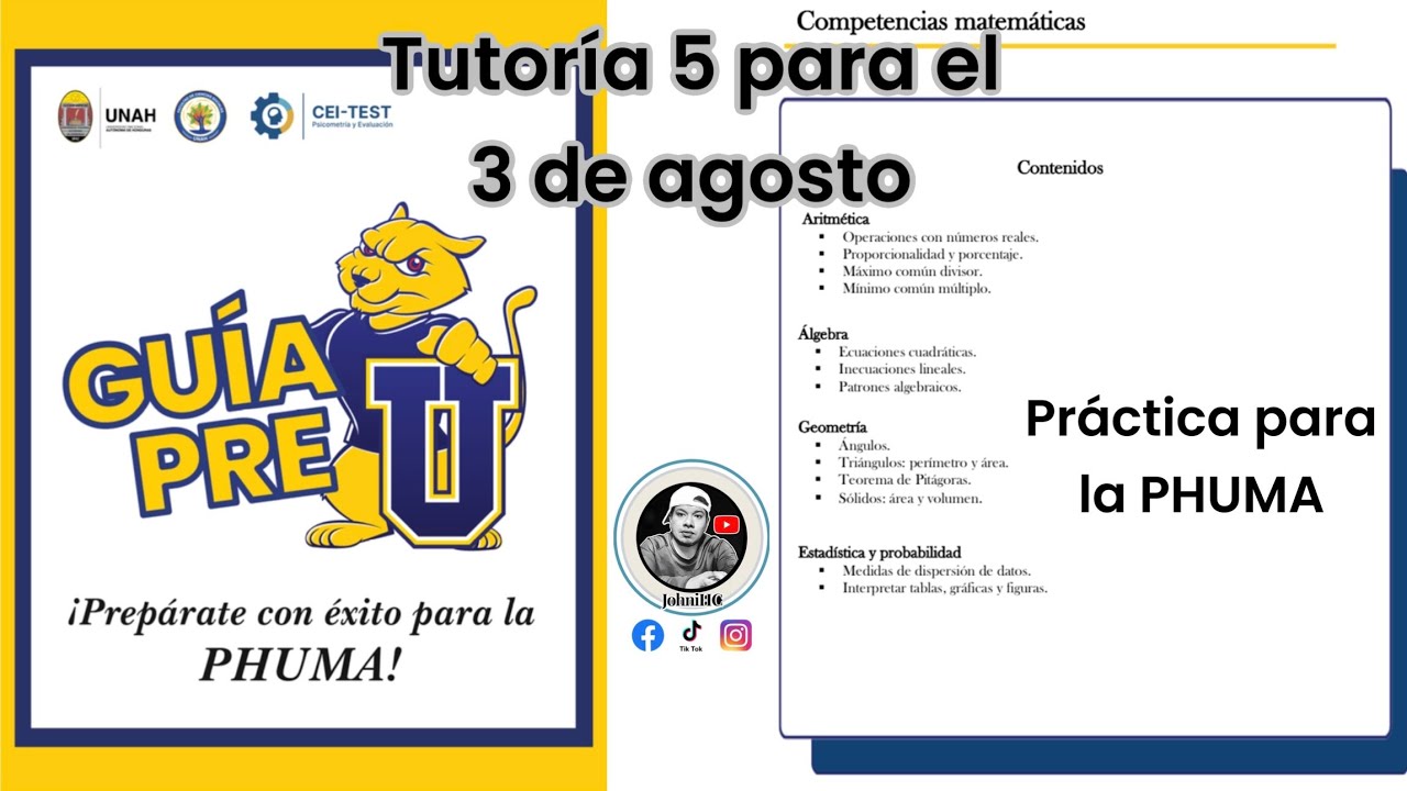 Tutorías para la Prueba PHUMA de la UNAH 2025 video 5