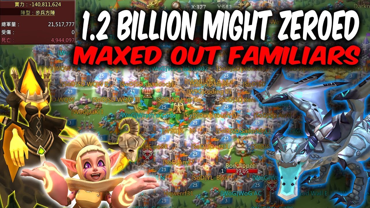 WoG Sugar Titan Destroyed 1.2 Billion Might Maxed Awaken Familiars -  Lords Mobile