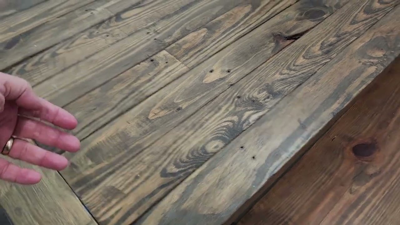 How to build a $30 Farmhouse dining room table out of Southern Yellow Pine.  DIY Do it yourself easy