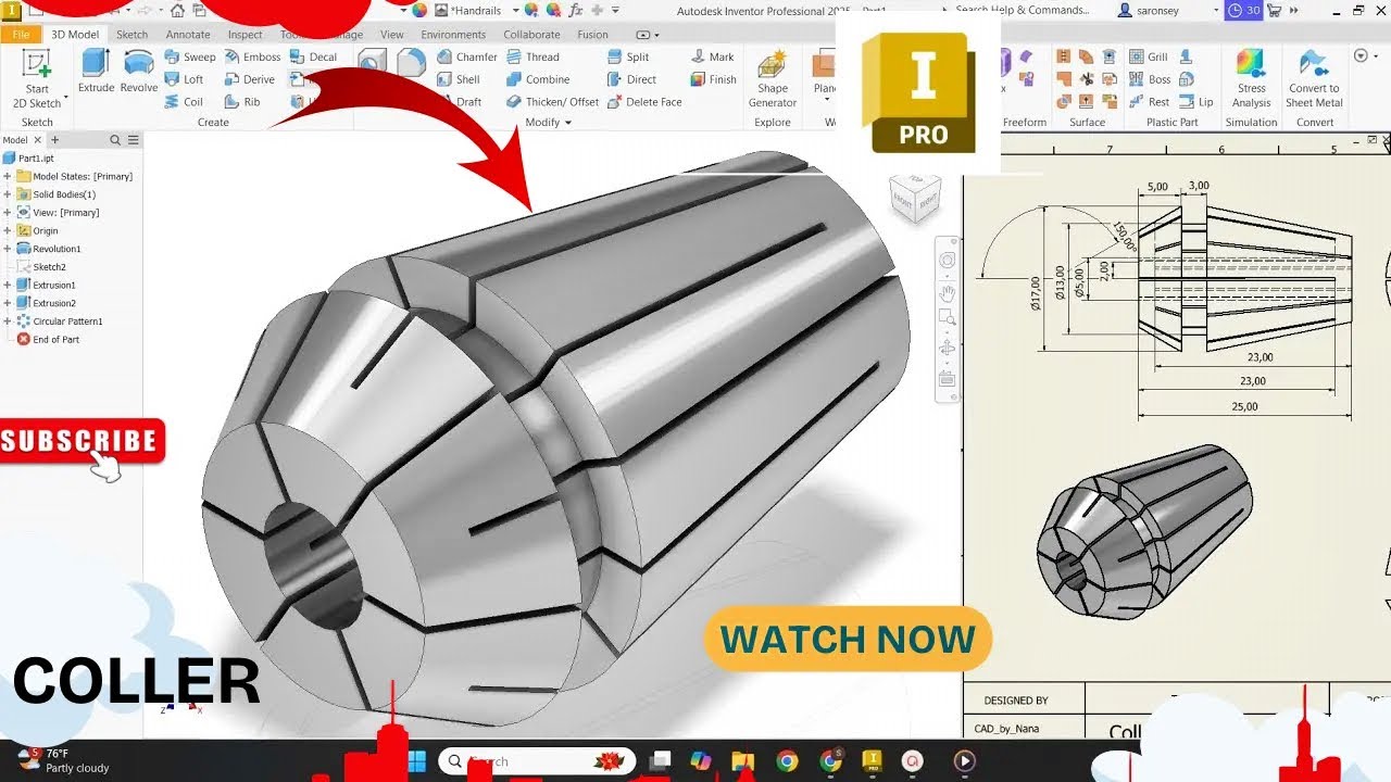 Учебное пособие по Autodesk Inventor: пошаговое моделирование цанги (цанги для станков).