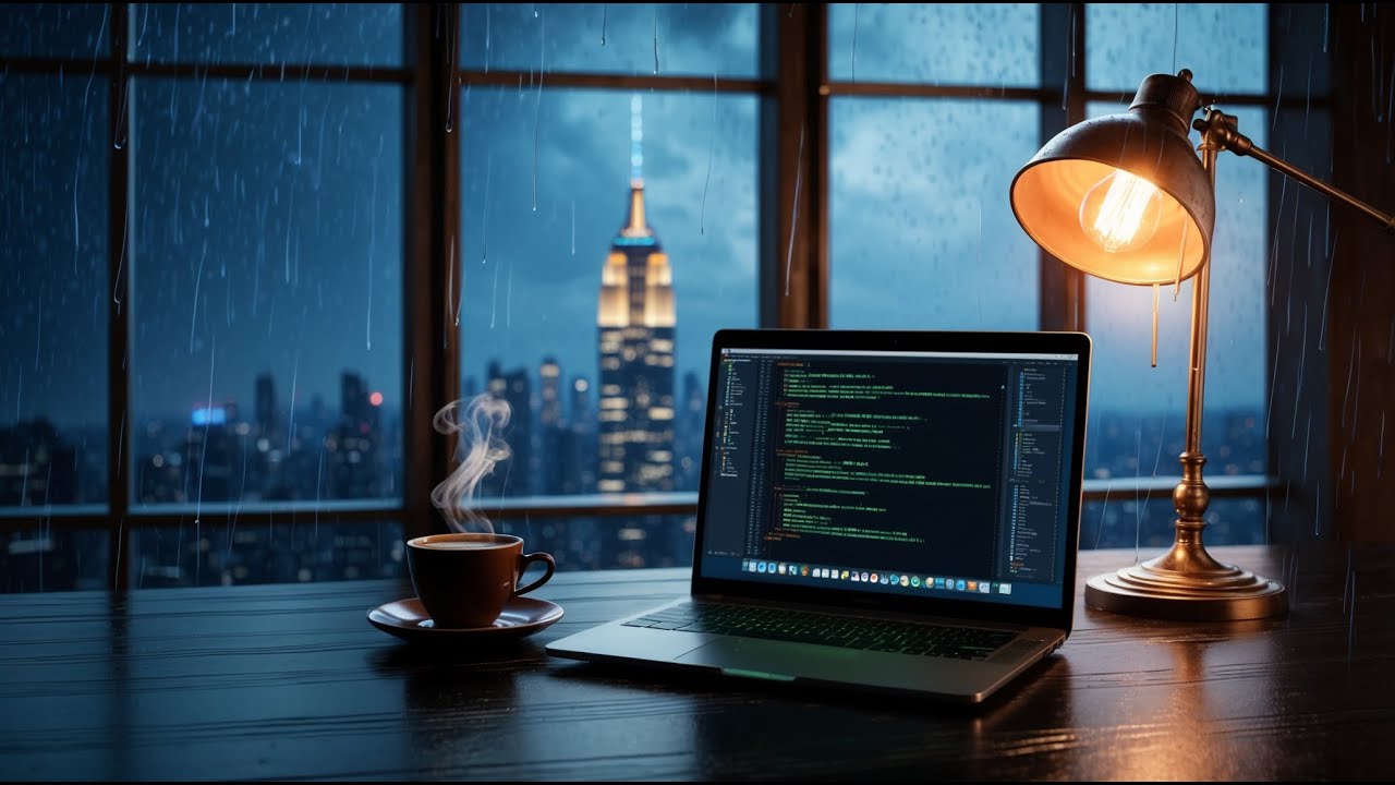 Cyberpunk Coding 💻 Midnight Coffee & Rain in NYC | Deep Tech Flow #28