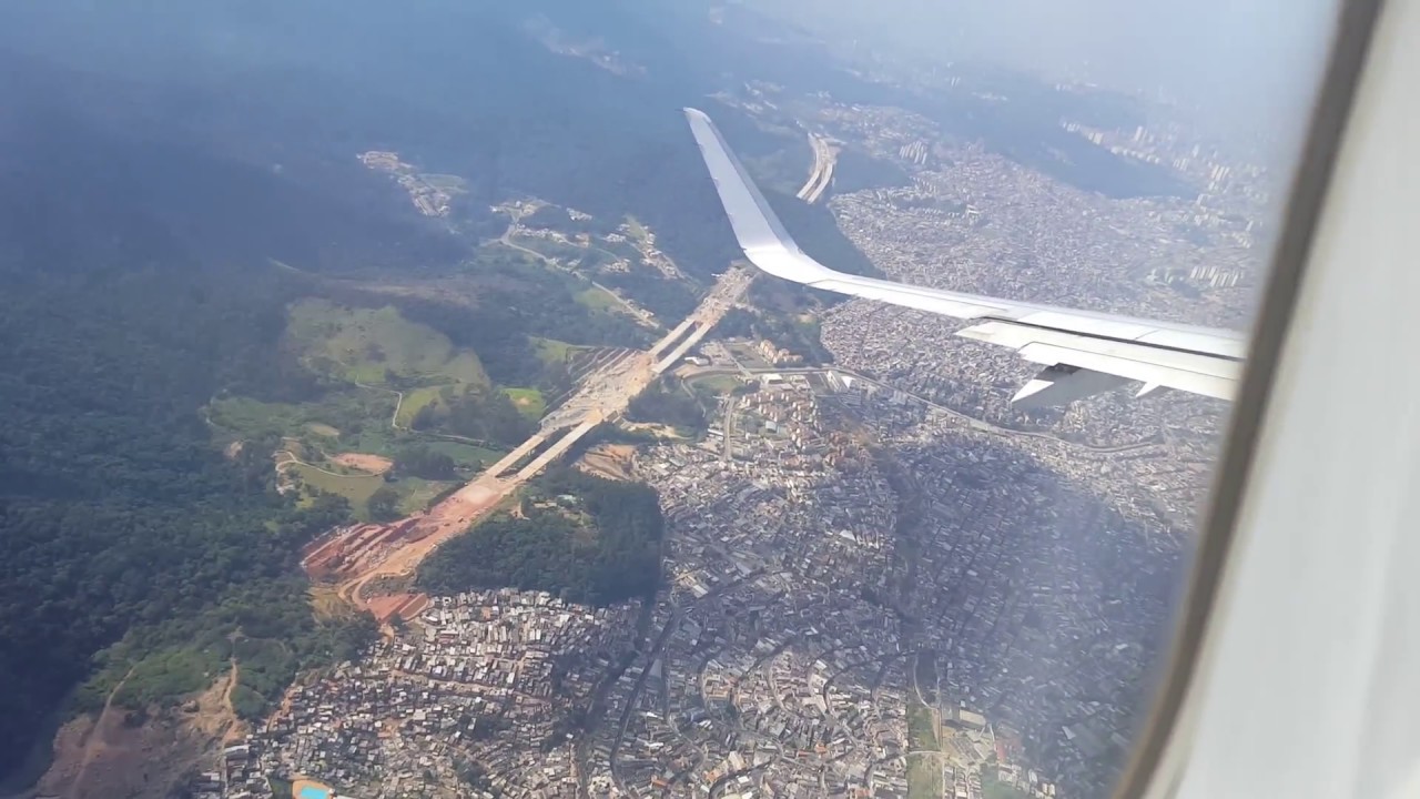 ✈️ Aproximação e Pouso no Aeroporto de Guarulhos. Serra da Cantareira e SP com tempo aberto!
