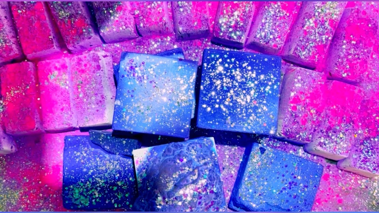 Dyed Blocks, Crusty Reforms & Holi/Glitter Frosting | Merry Christmas Eve Eve 💜🩷✨ | Gym Chalk ASMR