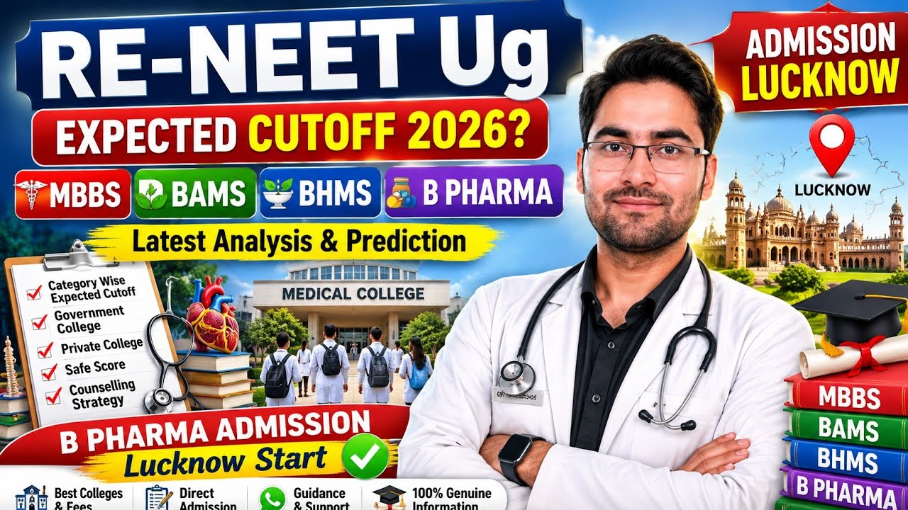 RE-NEET UG Expected Cutoff 2026 🔥 MBBS, BAMS, BHMS & B Pharma Admission Lucknow |Safe Score Analysis