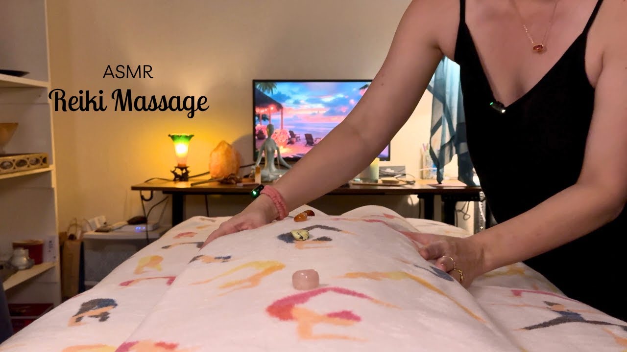 Beachside ASMR Reiki Massage🌅Crystal Scrub, Palpating, Drainage💆🏼‍♀️Whispers, Waves, Fabric Sounds