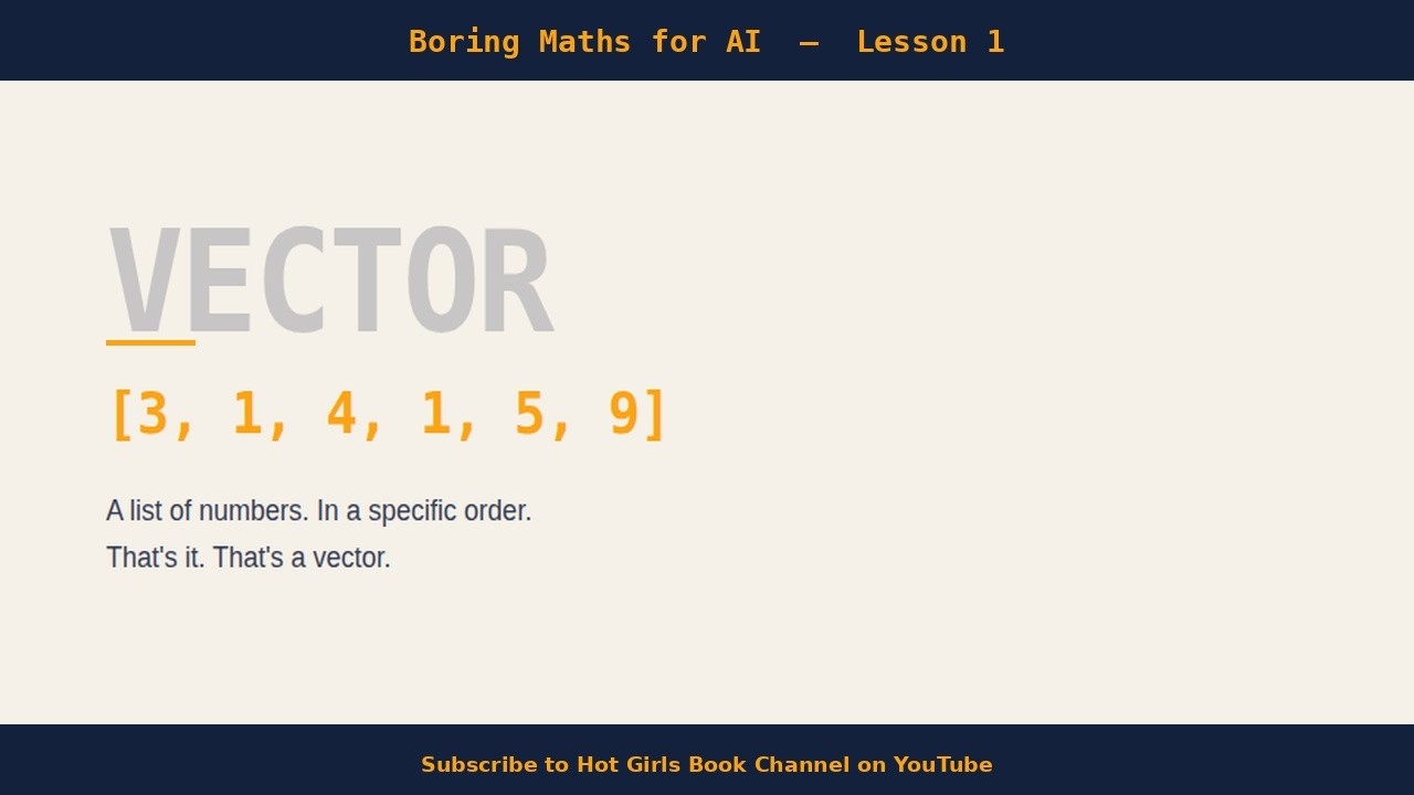 What Is a Vector? (Boring Maths for AI - The Maths Behind AI — Video 1)