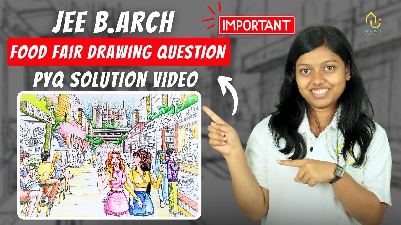 JEE B.Arch Previous Year Drawing Question Solution | Year 2025 | Food&nbsp;fair&nbsp;Sketch