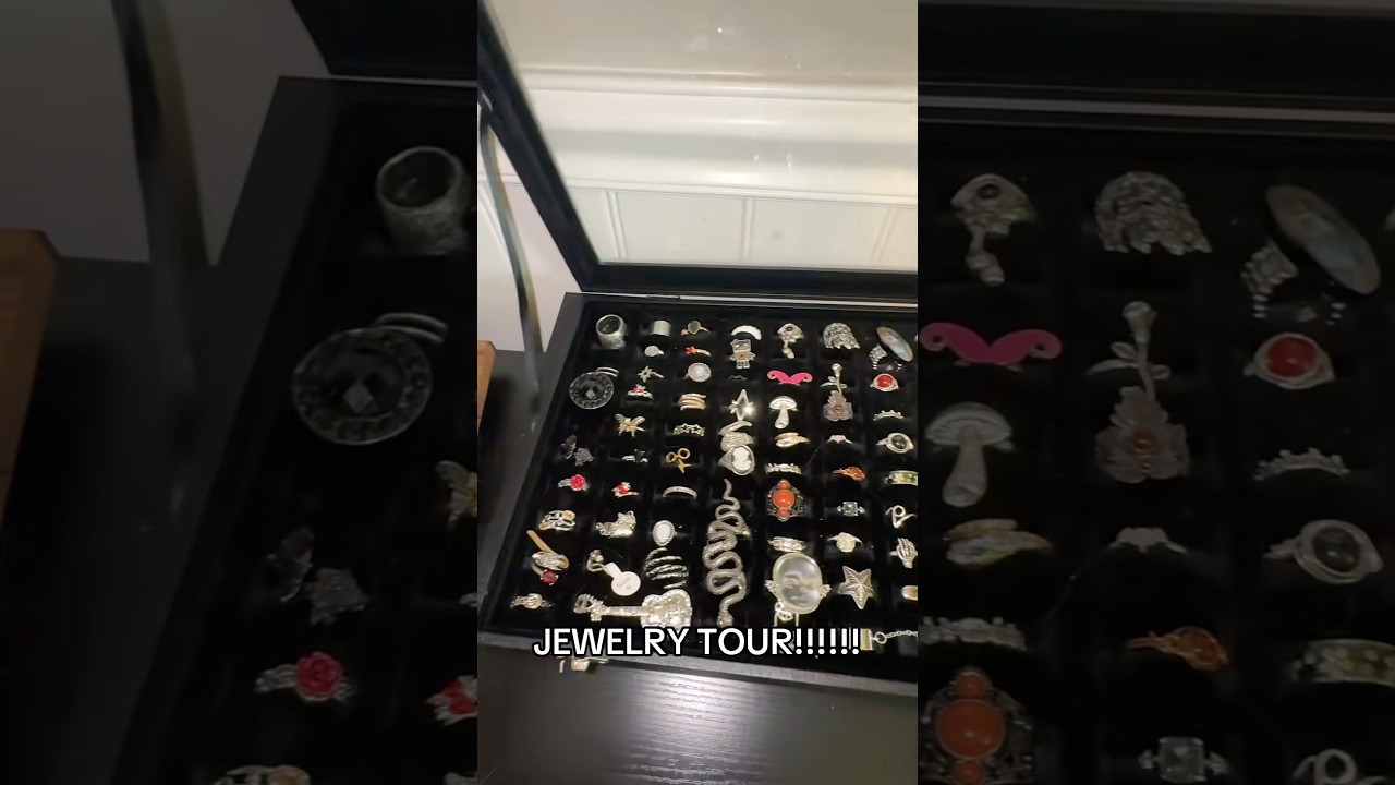 JEWELRY TOUR! 😈 #jewelry #jewelryjar #mysteryjewelry #collection #organization #tiktok #fyp #shorts