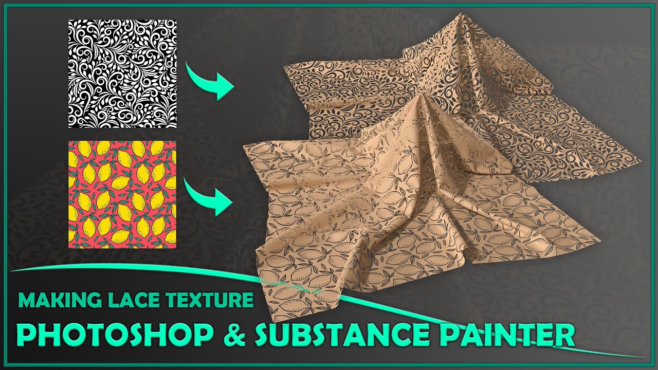 Making lace fabric in photoshop & substance painter/ with English subtitle