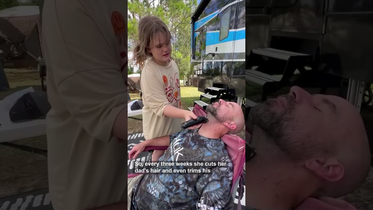 11 year old cuts dad&rsquo;s hair #homeschool #unschool