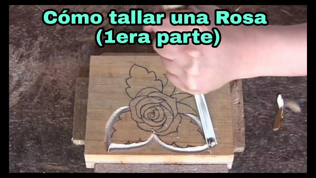Como hacer una Rosa tallada en madera a mano con gubias, en bajo relieve #1