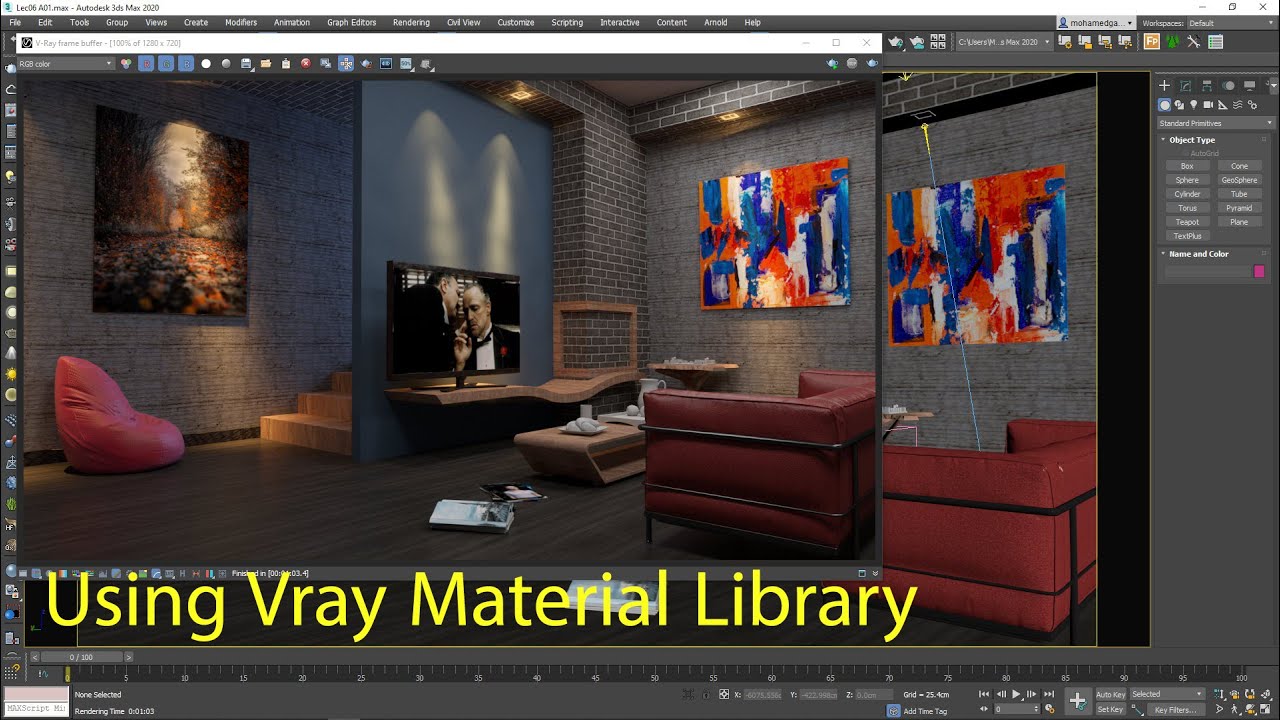 Vray Course Lec 07 Using Vray Material Library (Arabic)