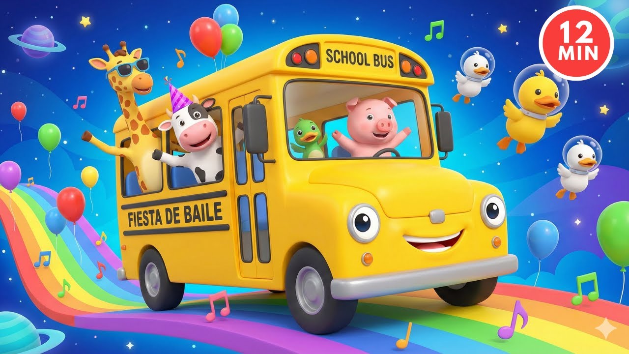 Canciones Infantiles 12 minutos 🚌🦆 Las Ruedas del Autobús y Cinco Patitos 🚌🦆 | Canciones Educativas