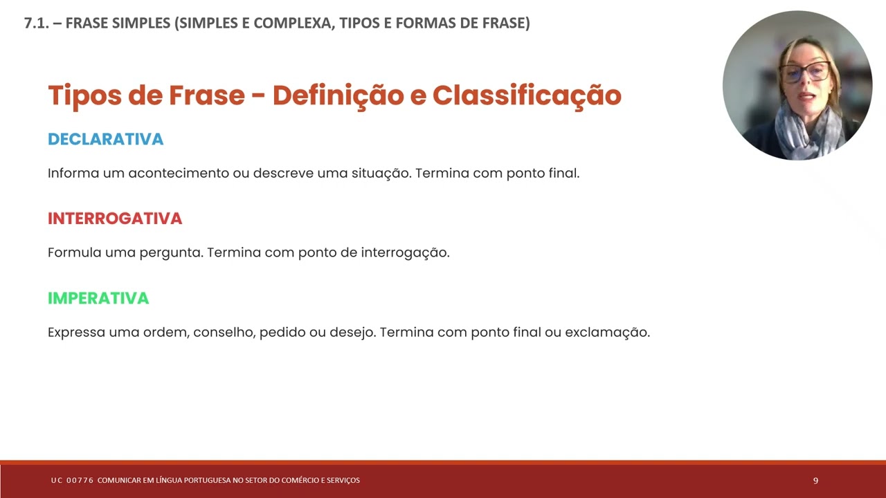 Apresentação 7 1    FRASE SIMPLES SIMPLES E COMPLEXA, TIPOS E FORMAS DE FRASE