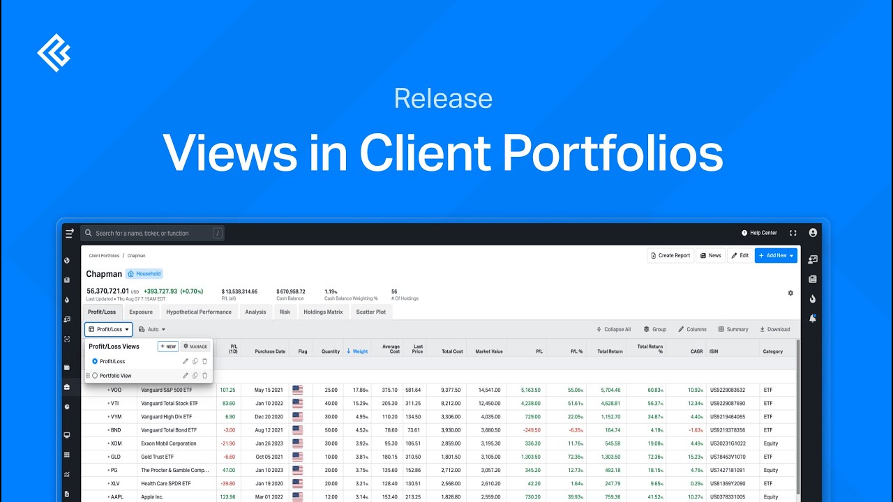 Views in Client Portfolios Release