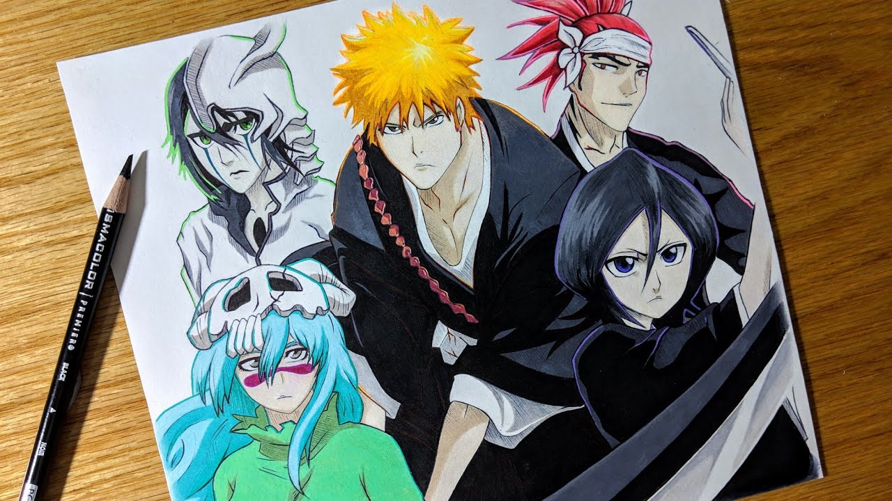 Drawing Bleach Characters (Ichigo, Renji, Rukia, Ulquiorra, and Nel) | Bleach