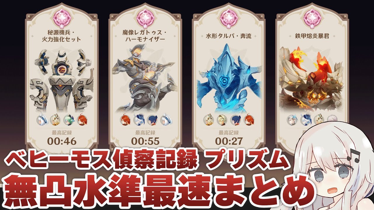 【原神】ベヒーモス偵察記録 プリズム 星5無凸の最速パーティーまとめ 1日目～4日目全日程