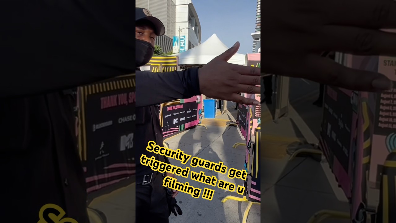 Security guards  get triggered for filming in public try to trespass me !!! 