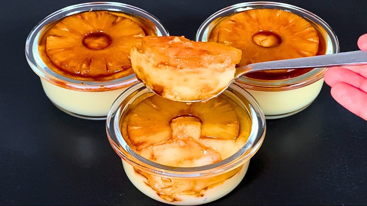 Только молоко и ананас! Самый вкусный домашний десерт за 5 минут! без выпечки! Трюк!