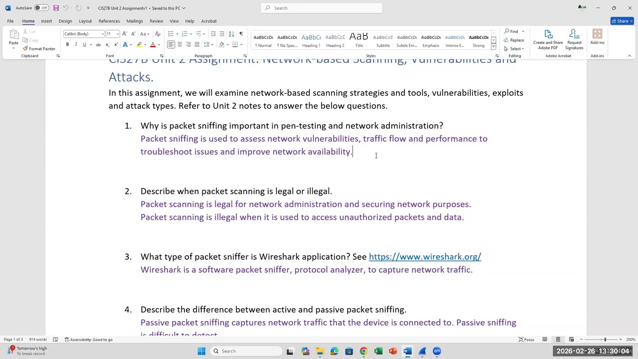CIS-27B Unit 2 Lecture: Network Sniffing and Other Network Related Attacks
