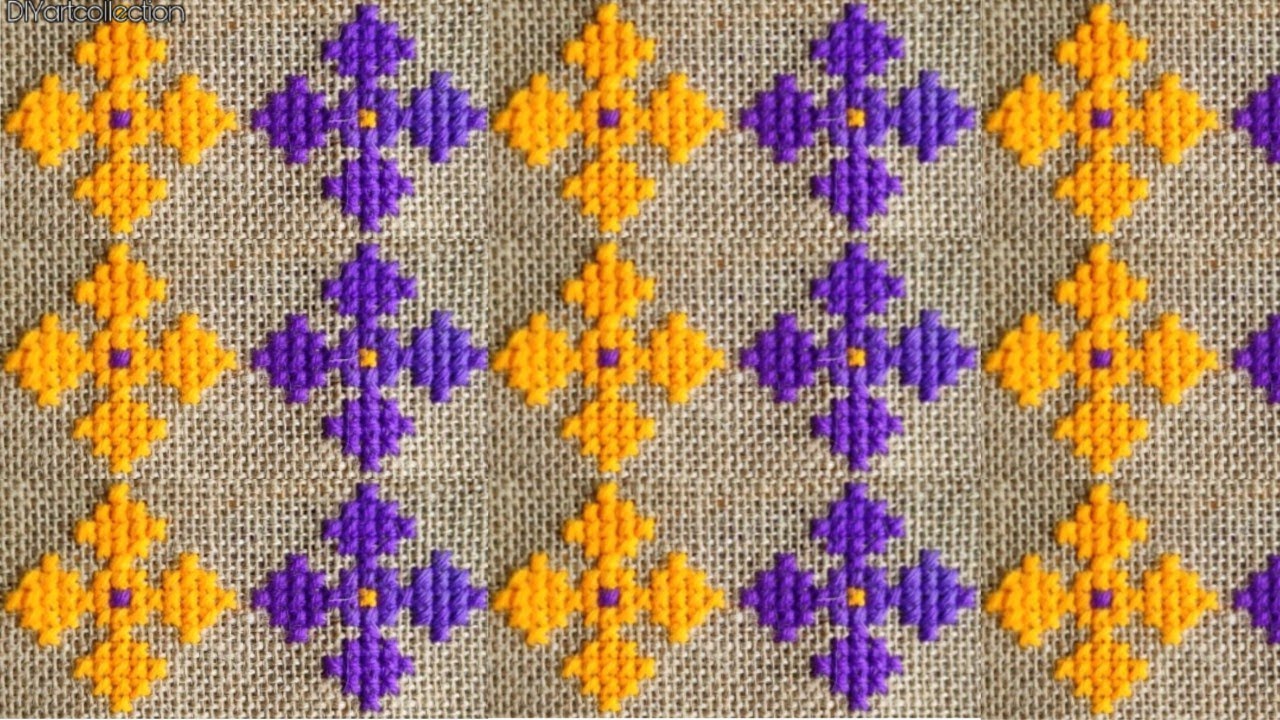 Woolen cross stitch flower doormat design-how to make sitting mat design-stitch ason,rugs,tablemat
