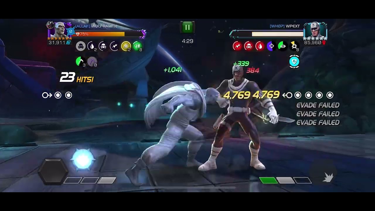 MCoC Gorr vs Bullseye on node 49 (stunning reflection, polka dot power, brute force)