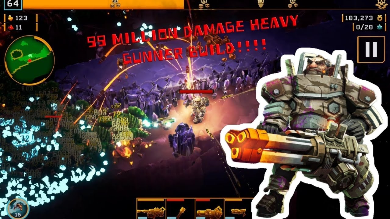 Biome Mastery run, Heavy gunner build, Deep Rock Galactic: Survivor mobile