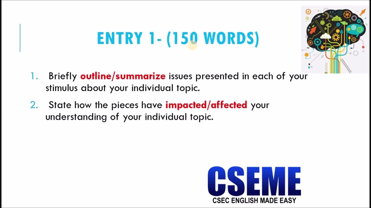 REFLECTION ENTRY 1 EXPLAINED - CSEC ENGLISH A AND B SBA-LESSON 6
