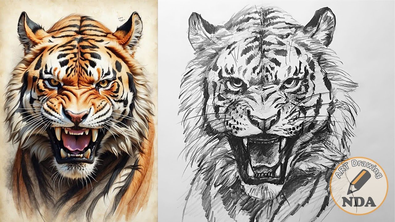 HOW TO DRAW TIGER DRAWING - PENCIL DRAWING