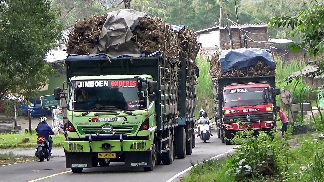 Truk Gandeng Tebu Muatan Penuh di Selorejo - Karangkates Jawa Timur