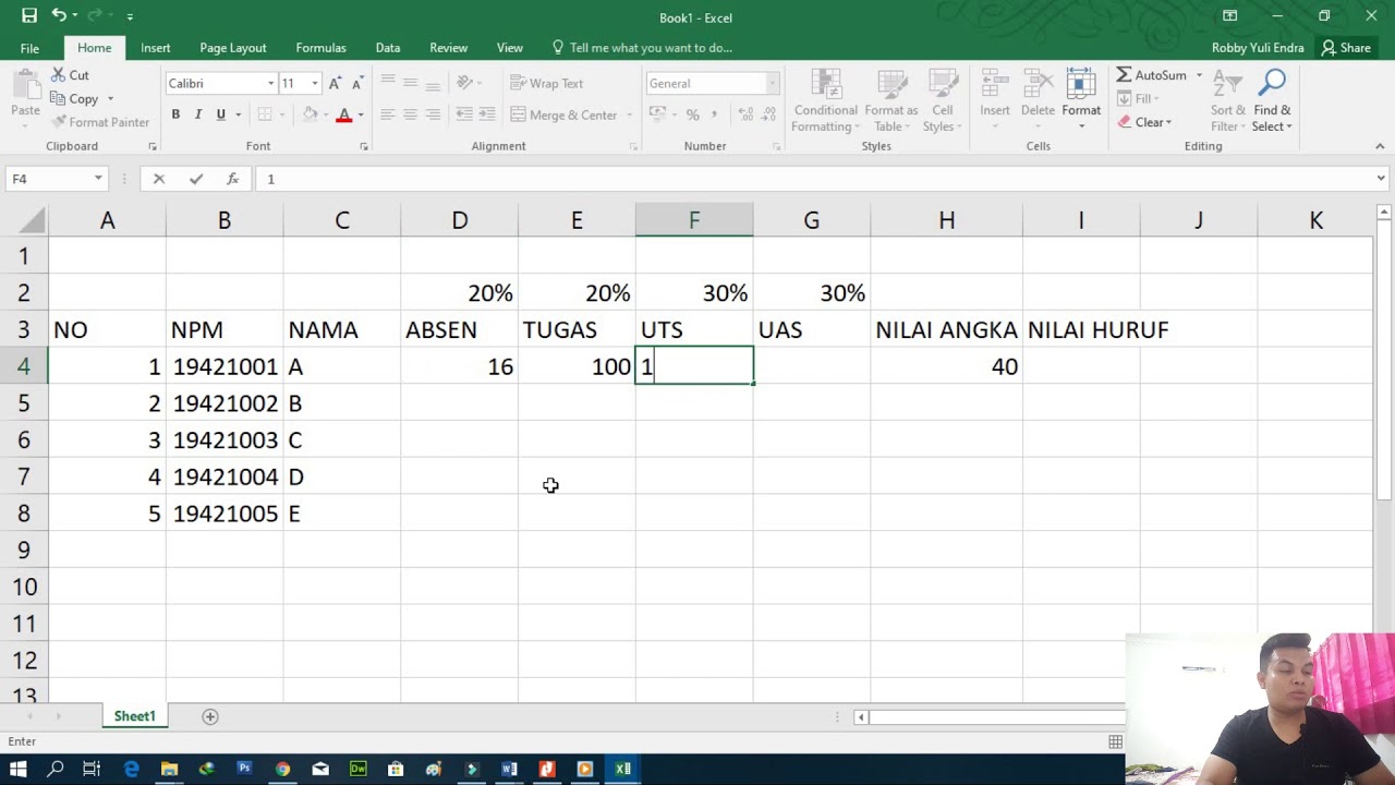 MEMBUAT DAFTAR NILAI MAHASISWA DENGAN EXCEL