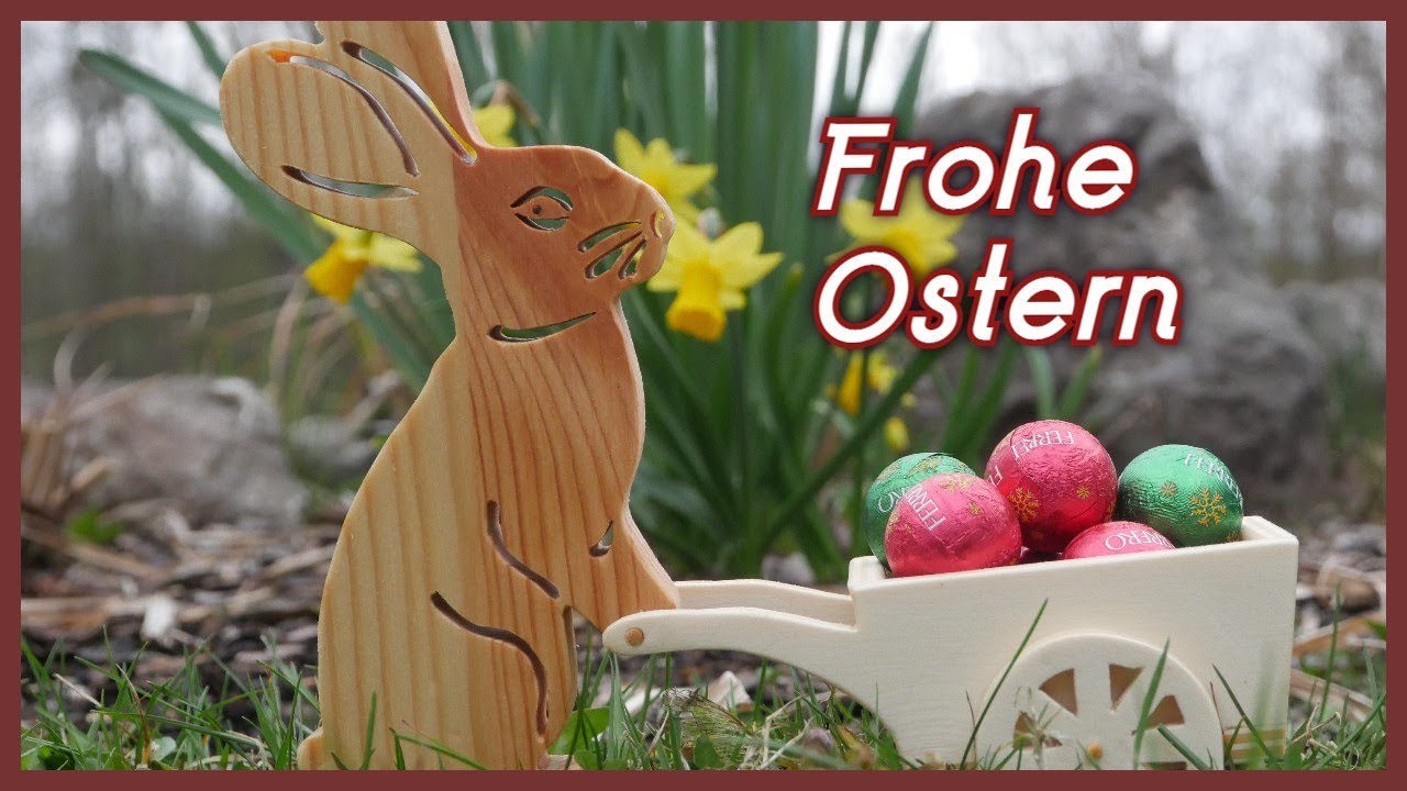 Osterdeko / Hase aus Holz mit Schubkarre/ Dekupiersägearbeit