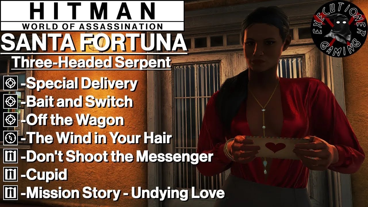 Hitman WoA: Санта-Фортуна — Трёхголовый змей — Спецдоставка, Подмена и приманка, Снятие с рельсов