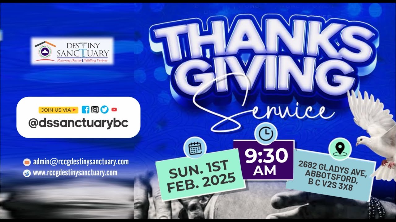 Thanksgiving Service (1st February, 2026) | RCCG Destiny Sanctuary | Abbotsford, BC, Canada