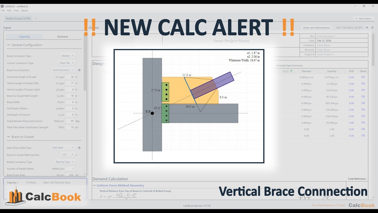 NEW CALC ALERT | Vertical Brace Connection (UFM)
